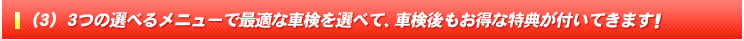 (3) 3つの選べるメニューで最適な車検を選べます。